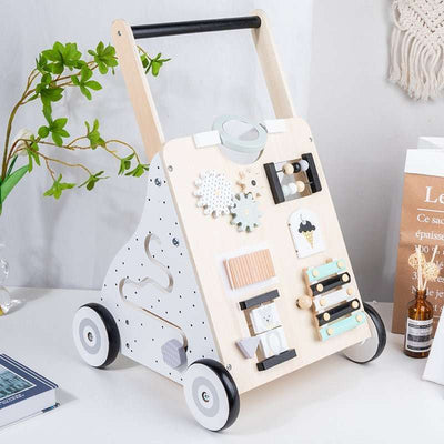 Children's Early Childhood Education Walker Trolley Baby Toddling Walk Walker Shopping Cart Wooden Toy - Nicole's Dreamer Creations