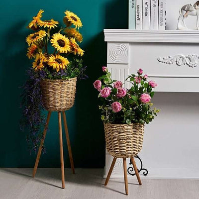 Floor - standing flowerpot straw furniture - Nicole's Dreamer Creations