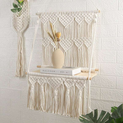 Hand - Woven Tapestry Shelf Living Room Bedroom Bedside Homestay Hotel Wall Storage Decoration - Nicole's Dreamer Creations