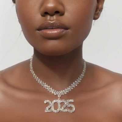 Rhinestone 2025 Pendant Cuban Necklace Short Clavicle Chain - Nicole's Dreamer Creations