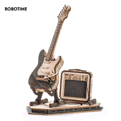 Robotime Rokr Electric Guitar Model Gift For Kids Assembly Creative Toys Building Block Set 3D Wooden Puzzle TG605K - Nicole's Dreamer Creations