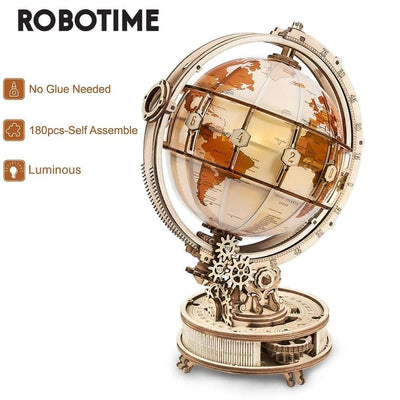 Robotime ROKR Luminous Globe 3D Wooden Puzzle Games Assemble Model Buliding Kits Toys Gift for Children Boy Support DropShipping - Nicole's Dreamer Creations