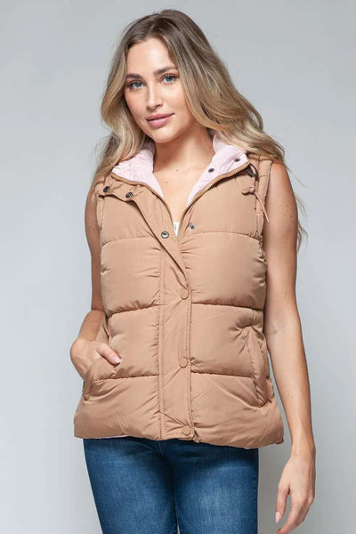 Snobbish Snap And Zip Closure Hooded Vest - Nicole's Dreamer Creations