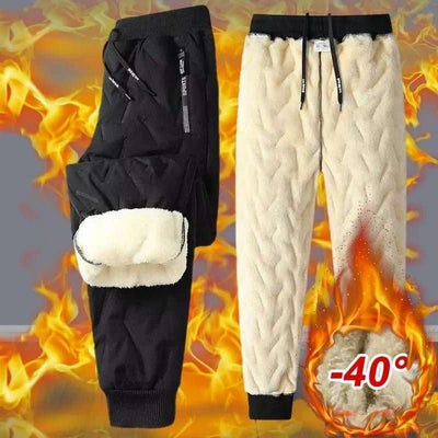 Winter Sweatwear Men Plush Thick Fleece Sweatpant Lambswool Thermal Trousers Casual Pants Waterproof Windproof Warm Cotton Pants - Nicole's Dreamer Creations